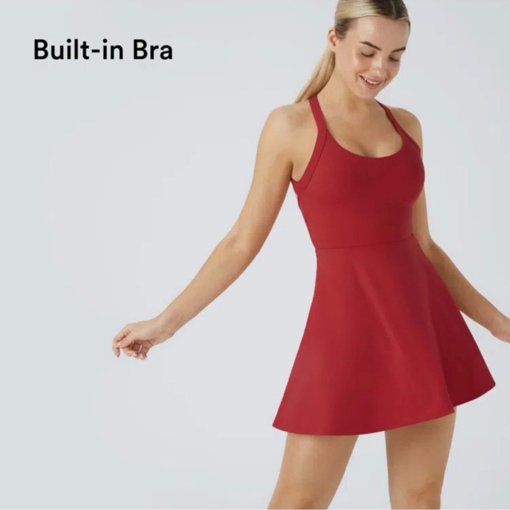HALARA size Small Red Backless Twisted Active Dress - Picture 10 of 12